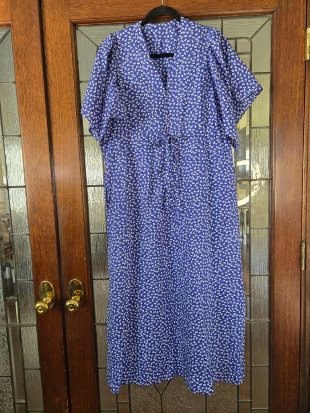 Blue Floral Tie-Front Midi Dress